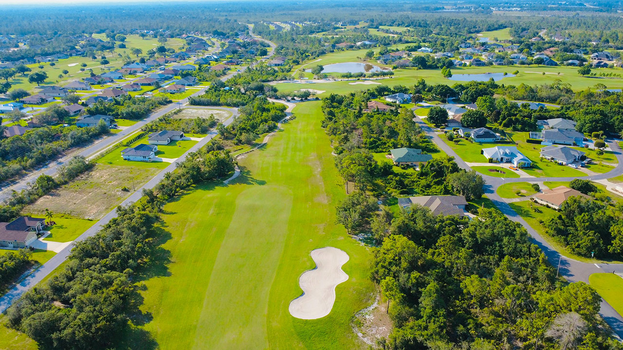 Aerial view of Florida homes and waterfront communities
